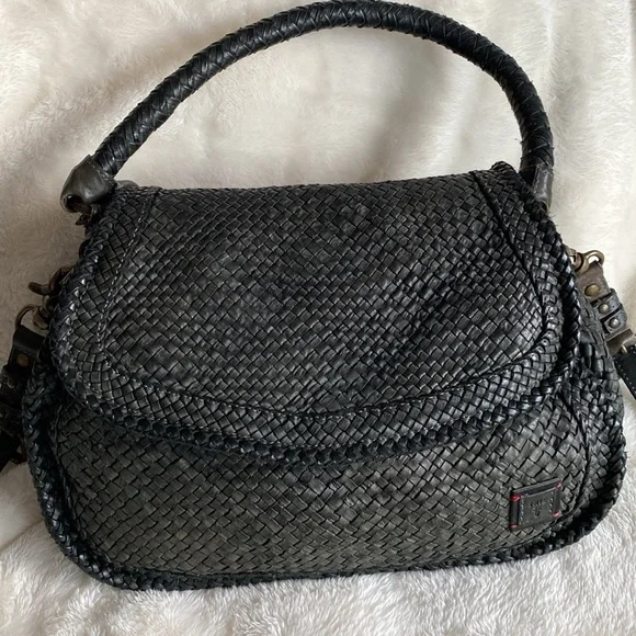 Vintage "NWT" Frye Grey Woven Leather Satchel - Picture 1 of 13